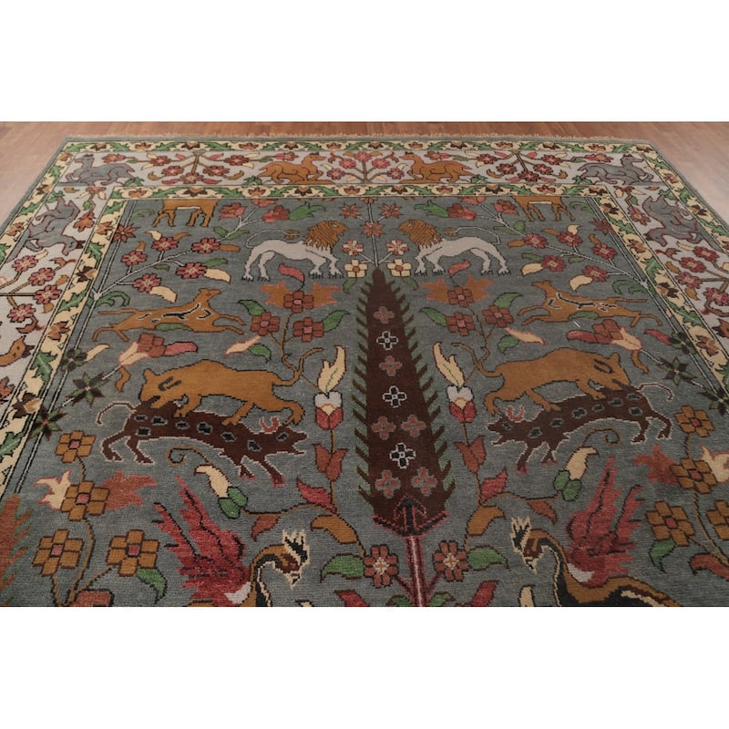 Animal Pictorial Ziegler Area Rug Hand-Knotted Oriental Wool Carpet - 10'0"x 13'9"