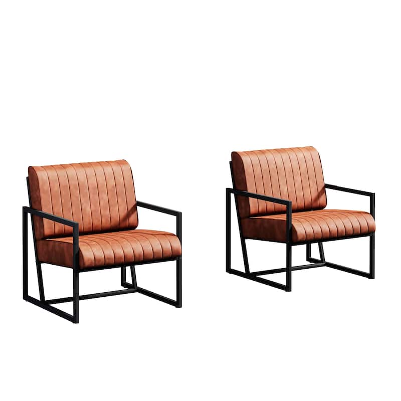PU Leather Feature Armchair with Metal Frame