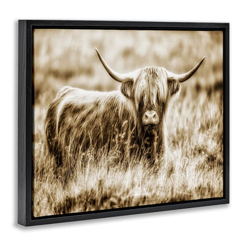 Stupell Vintage Cow In Pasture Animal Photo Floater Frame - Brown