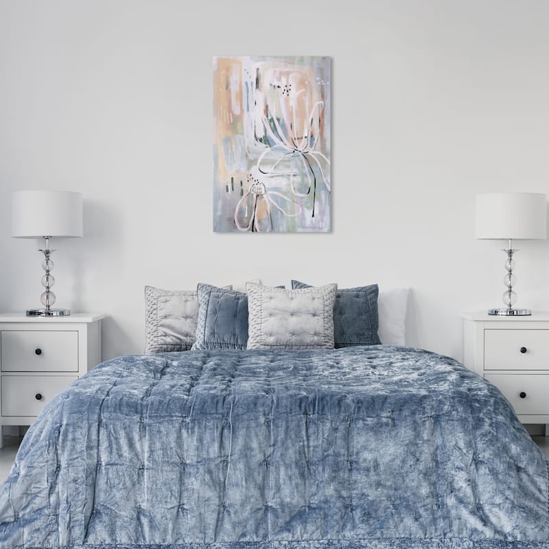 Wynwood Studio Canvas Abstract Floral Pastel Shower Gray and Modern & Contemporary Wall Art Canvas Print - 36 x 24