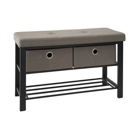 Simplify Entryway Double Bench with Shoe Storage in Taupe - 31.9"x 12.6"x 19.5"