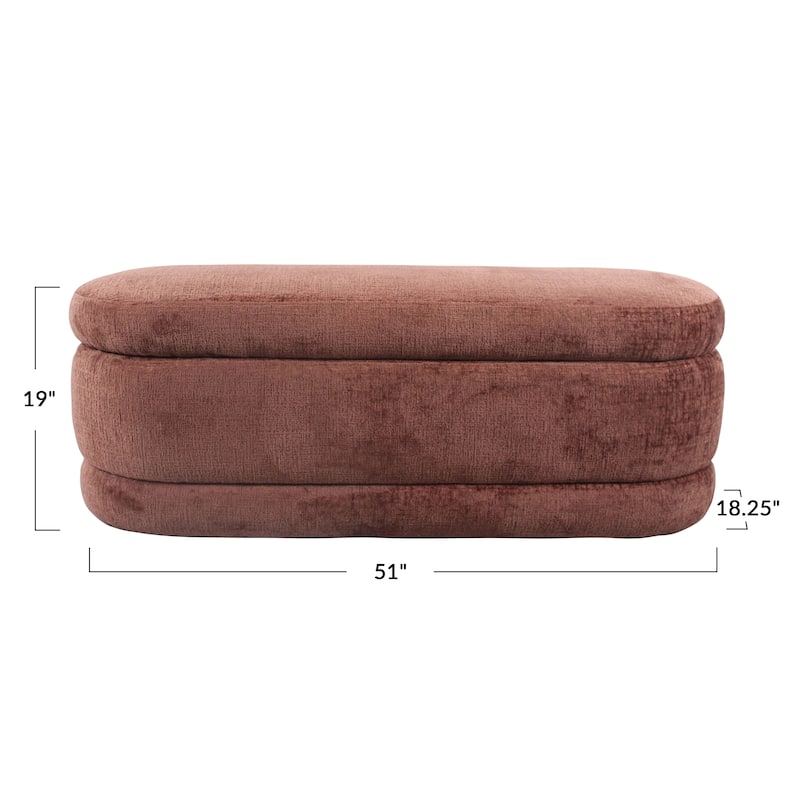 Chenille Fabric Upholstered Bench with Storage