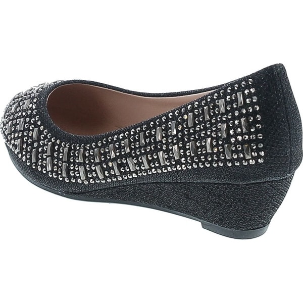 Link Fisher-3K Girl/'s Slip On Rhinestone Wrapped Wedge Heel Party Shoes