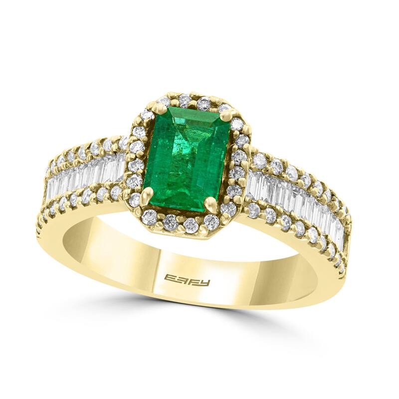 EFFY 14K Gold Diamond Natural Emerald Ring
