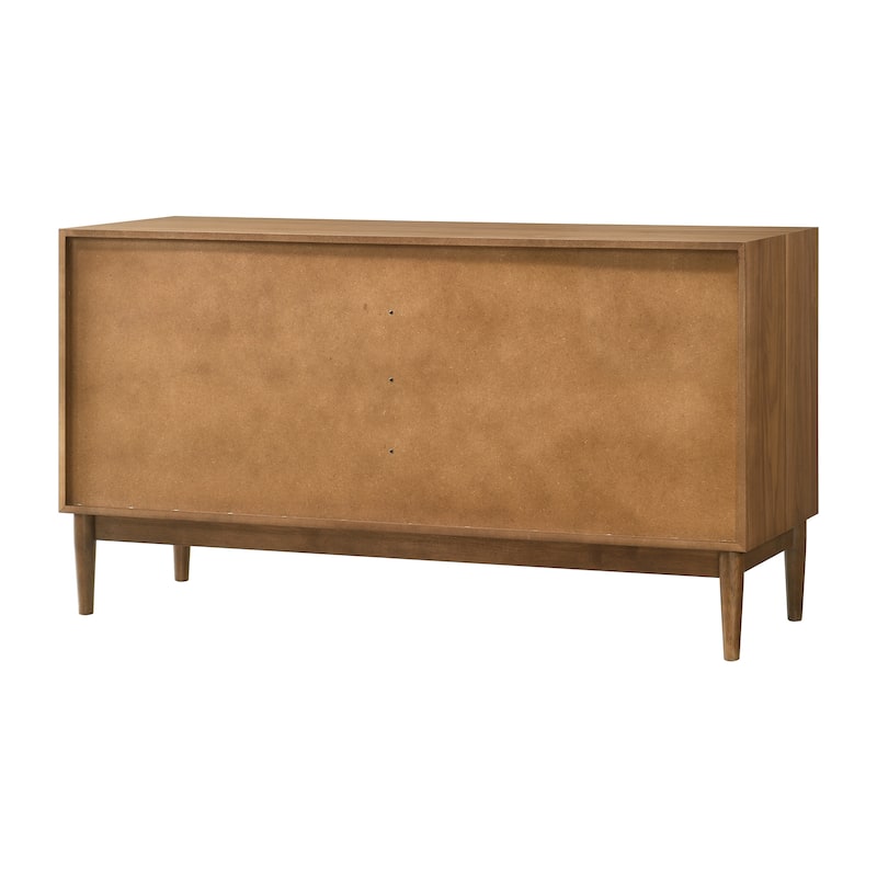 Artemio Mid-Century Black or Walnut Wood 6 Drawer Double Dresser