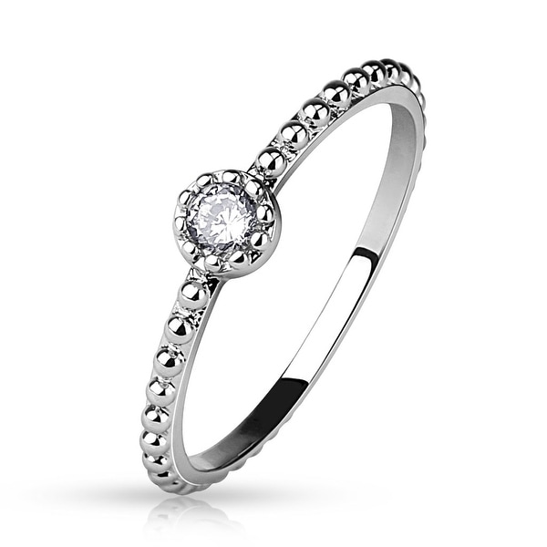 Round CZ Beaded Ring/Mid Ring (Sold Ind.)
