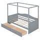 preview thumbnail 14 of 18, Twin Size Wooden Canopy Daybed with Two Drawers - Stylish and Functional Bedroom Furniture