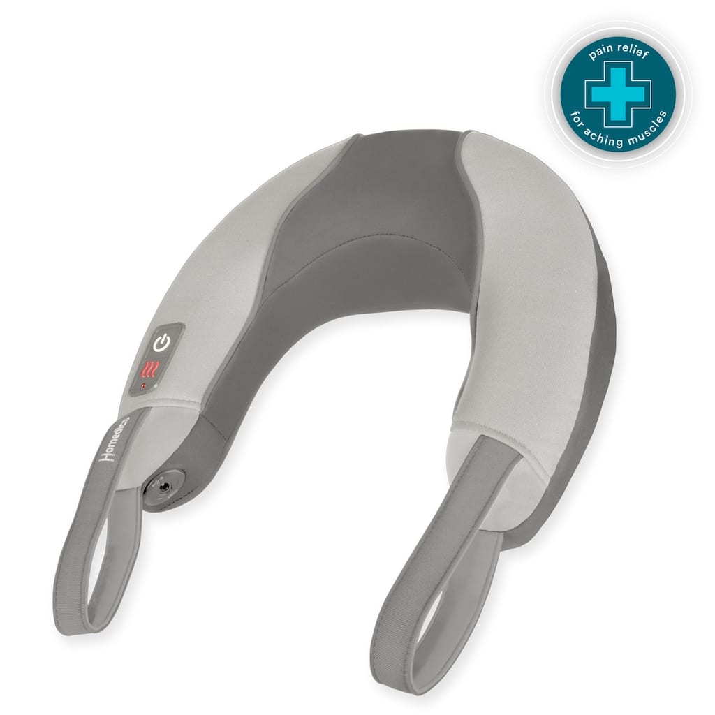 Homedics Pro Therapy™ Vibration Neck Massager with Soothing Heat | 2 Speeds • Comfort‑Flex Handles • Battery & Adapter Use • Tan