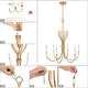 preview thumbnail 14 of 12, LALUZ Modern Farmhouse 6-Light Chandelier Crystal Drop Candle Light for Dining Living Room - Dia. 24" x H 21"