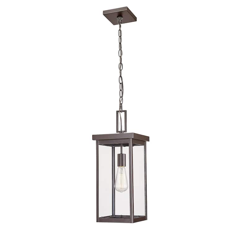 Millennium Lighting Barkeley 1 Light Outdoor Hanging Lantern in Powder Coated Black with ClearGlass Shades - 20 Inch - Powder Coat Brown