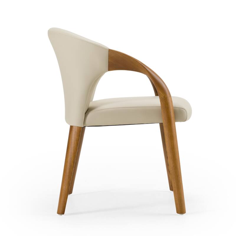 Modrest Wynetta Mid-Century Modern Grey Vegan Leather & Walnut Dining Chair
