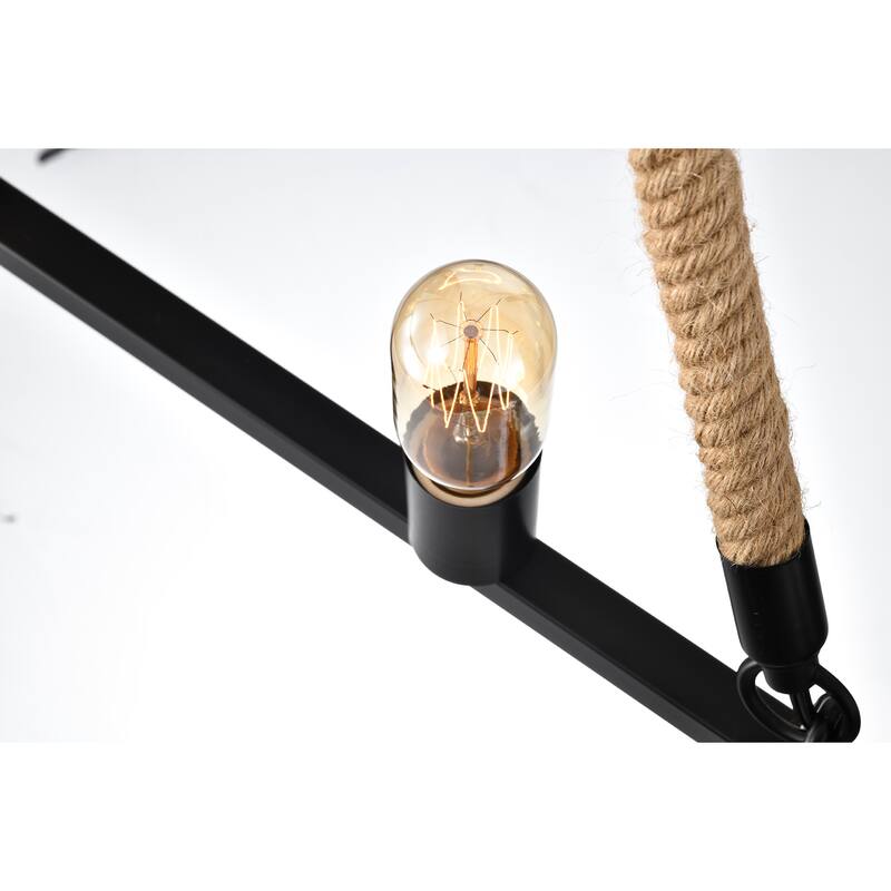 Brann Matte Black 14-Light Linear Kitchen Island Chandelier