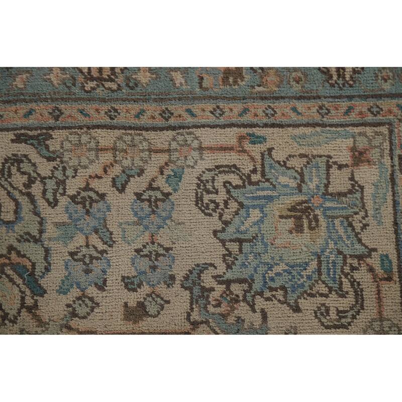 Hand Knotted Oriental 100% Wool Carpet Traditional All-Over Coral Tabriz Area Rug - 12' 4'' X 9' 1''