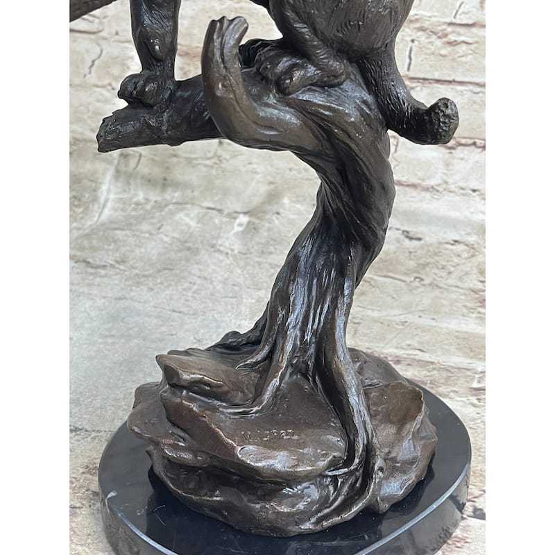 Cougar Panther Jaguar Imitative Cat Collector Bronze Marble Base Bookend Statue Art Decor
