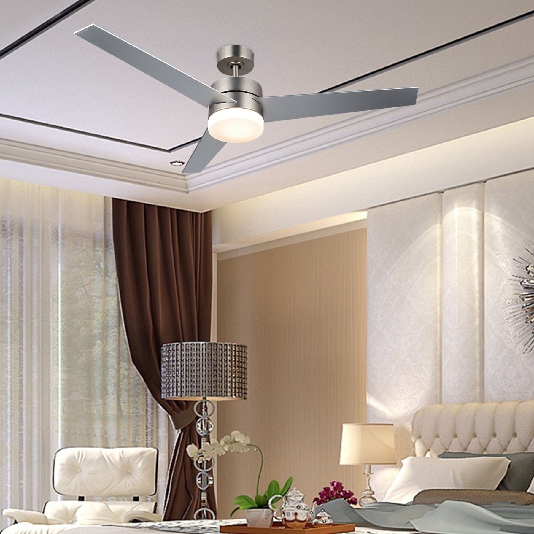 Co Z 52 3 Blade Modern Reversible Led Ceiling Fan With Light Kit And Remote Control