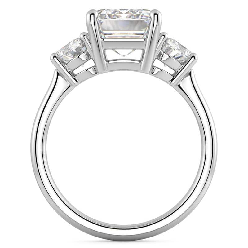 Certified 4 1/2Ct Emerald & Heart 3-Stone Diamond Ring Gold Lab Grown