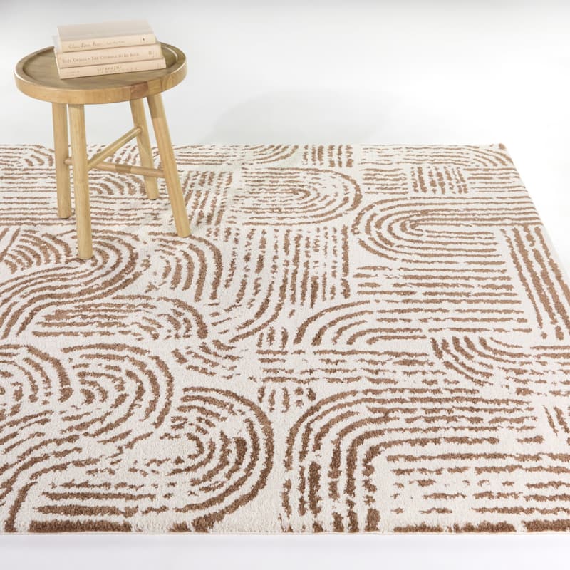 Campini Modern Striped Area Rug - 7'10" x 10' - Rust