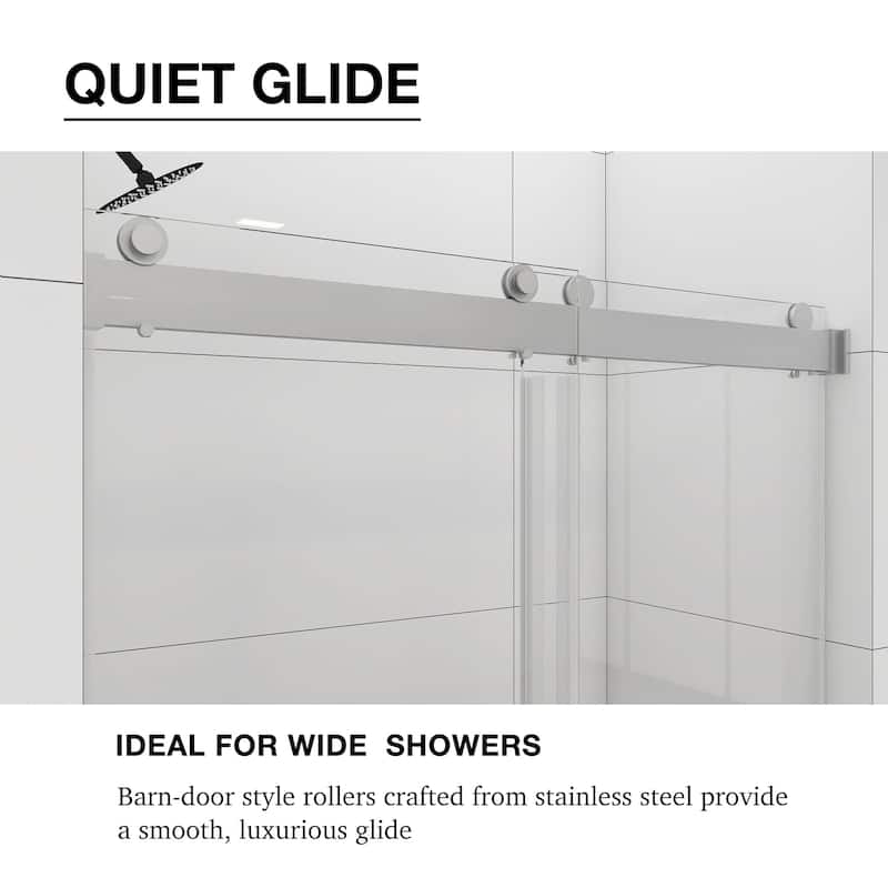48/60/72 in. W Sliding Frameless Shower Door in Chrome with Tempered glass