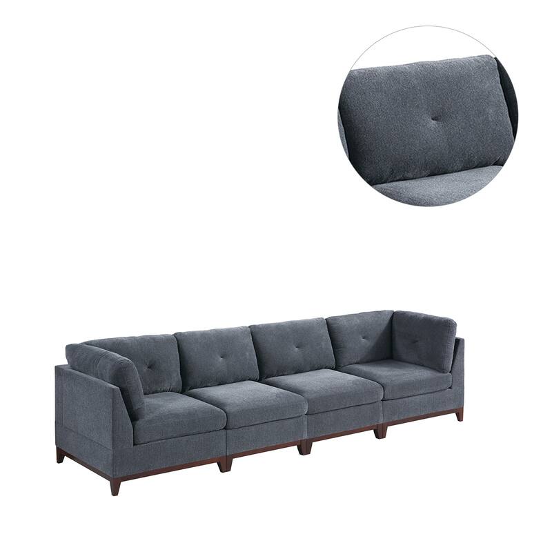 4 Piece Chenille Fabric Modular Sofa