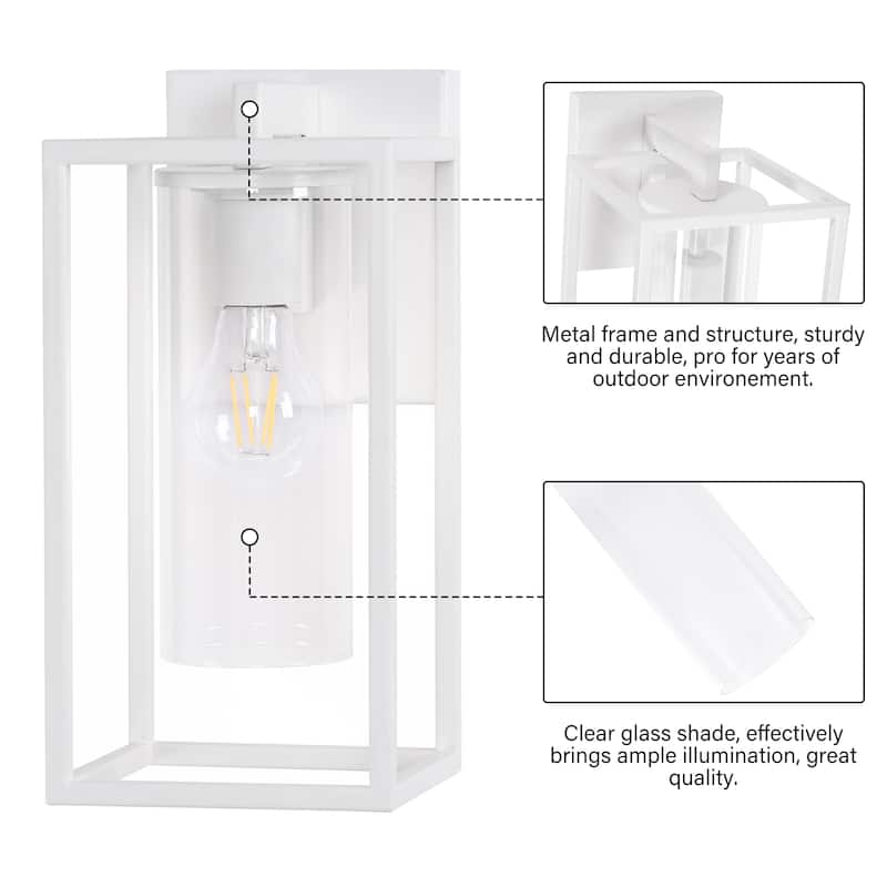 2 Pack Metal 1-Light Clear Glass Outdoor Wall Sconce Light