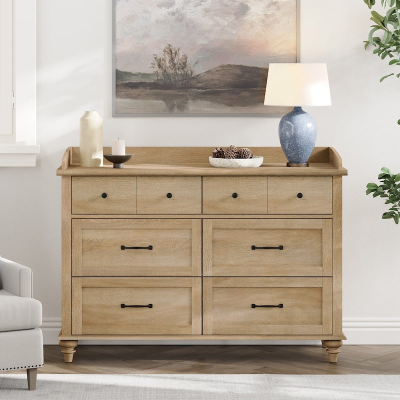 Mid Century Dresser with 5/6 Drawers, Wooden Kids Dresser for Bedroom