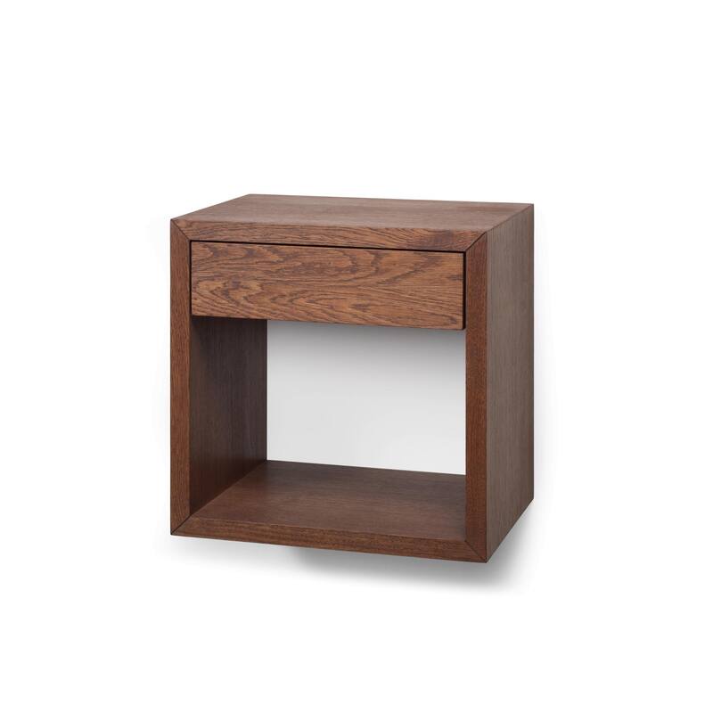 Solid Wood Floating Nightstand Walnut Finish - Nightstand with Drawer / Bedside Table