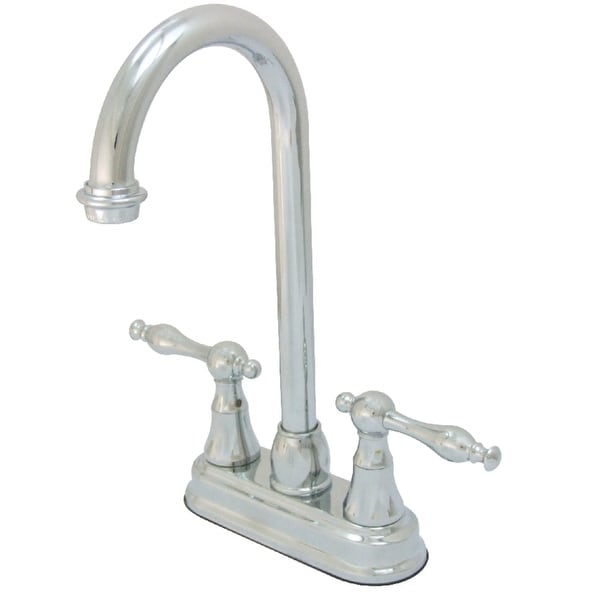 Kingston Brass KS246.NL Naples Deck Mounted 11-5/8" Tall Double Handle Bar Faucet with Lever Handles - Polished Chrome