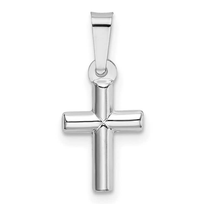 Curata 14k White Gold 18" Very Small Polished Cross Pendant Necklace - 8x13.5mm