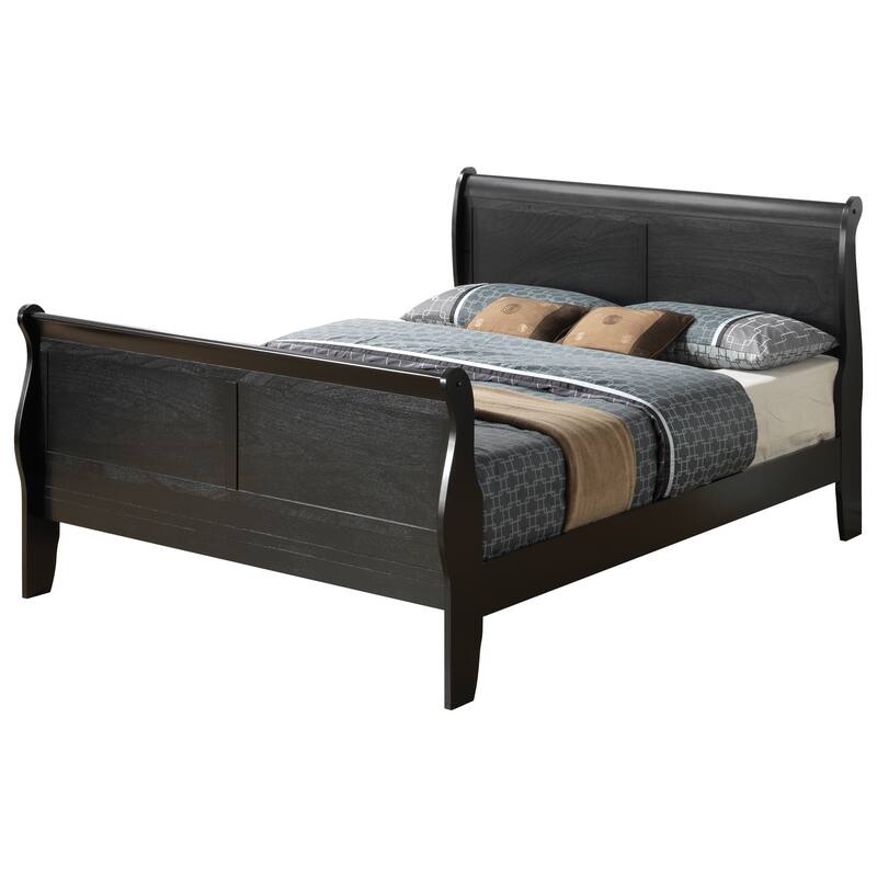 Black Traditional Bed Frame with Sturdy Construction - Black