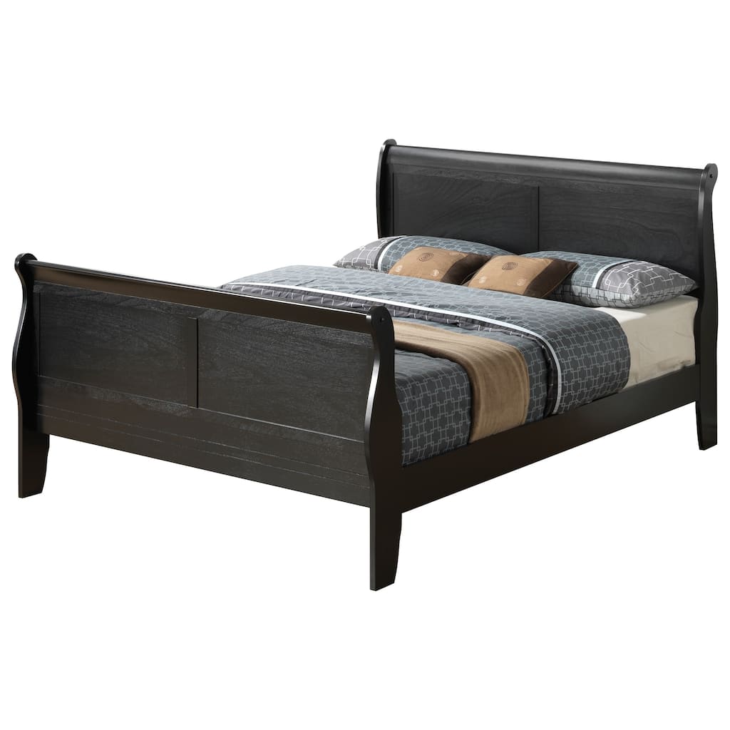Black Traditional Bed Frame with Sturdy Construction