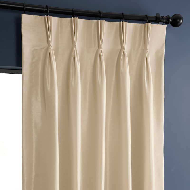 Exclusive Fabrics Solid Vintage Textured Faux Dupioni Silk Pleated Blackout Curtain (1 Panel)