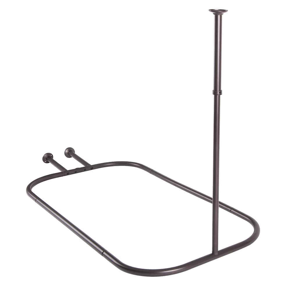 Utopia Alley Rustproof Wall Mounted Aluminum Hoop Shower Rod Extra Large 54 Inch by 26 Inch