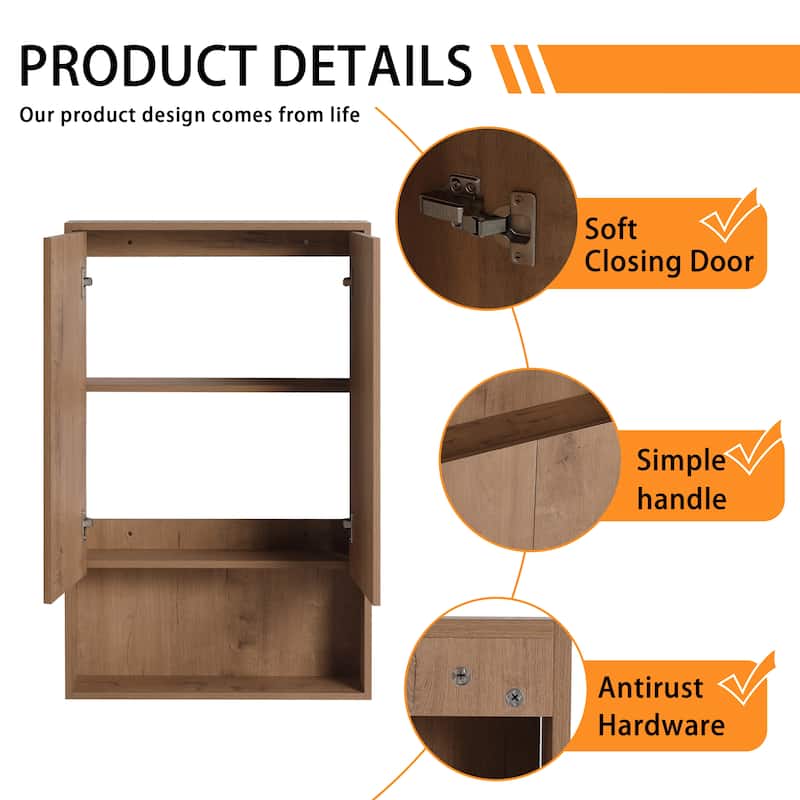 Bathroom Side Cabinet In 12/24 Inch, Floating Side Cabinet With Soft Close Door and Shelf