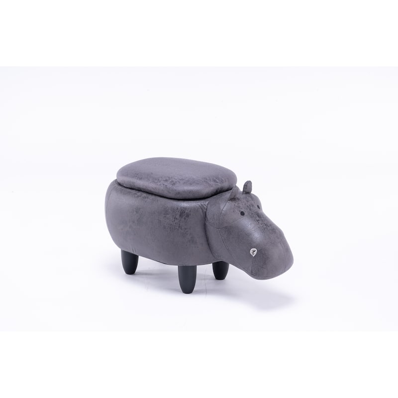 Animal Hippo Storage Upholstered Kids Ottoman