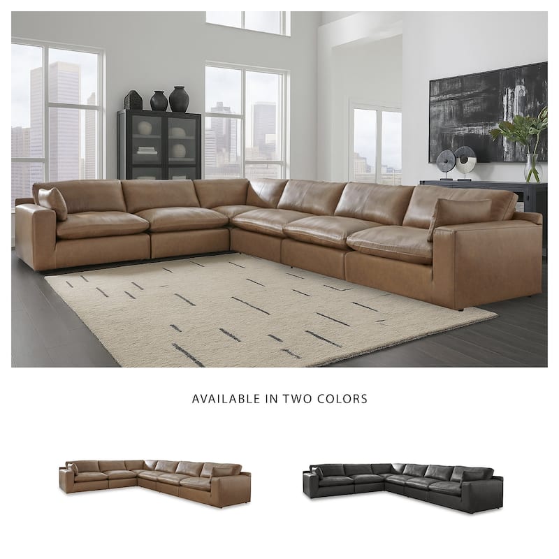 Signature Design by Ashley Emilia Medium Brown 6-Piece Sectional - 170"W x 130"D x 36"H
