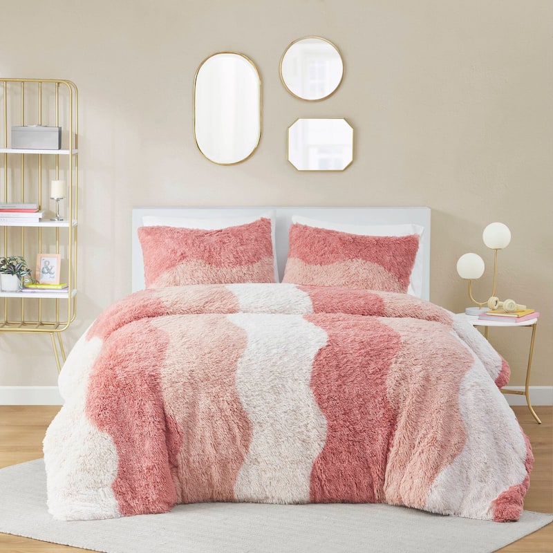 Intelligent Design Bridget Ombre Shaggy Faux Furs Duvet Cover Set