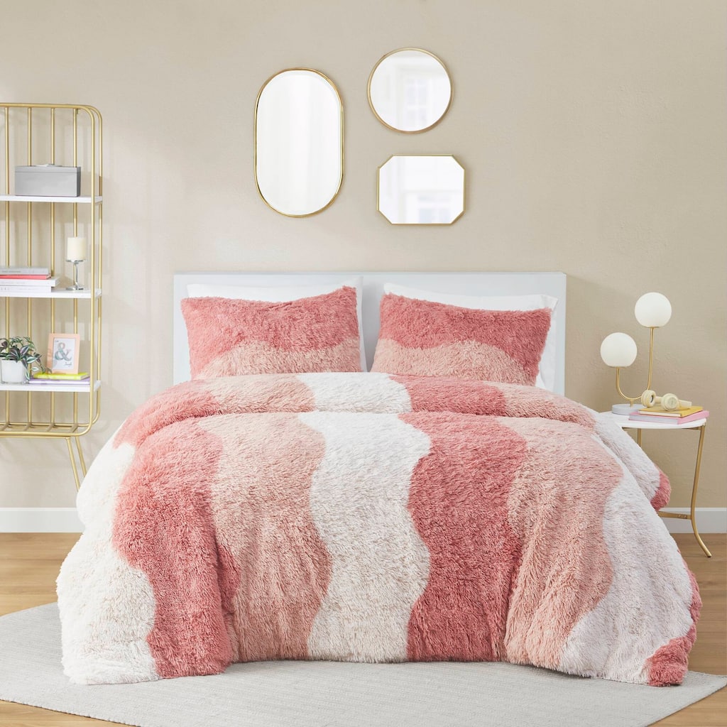 Intelligent Design Bridget Ombre Shaggy Faux Furs Duvet Cover Set