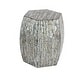 preview thumbnail 13 of 18, Gray Mother of Pearl Shell Handmade Shell Mosaic Hexagon Geometric Side End Accent Table with Brown Accents