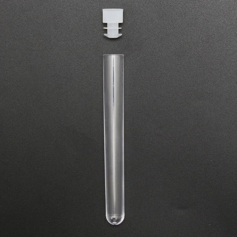 30 Pcs Centrifuge Test Tubes Round Bottom Polystyrene with White Cap 12 x 100mm - Clear