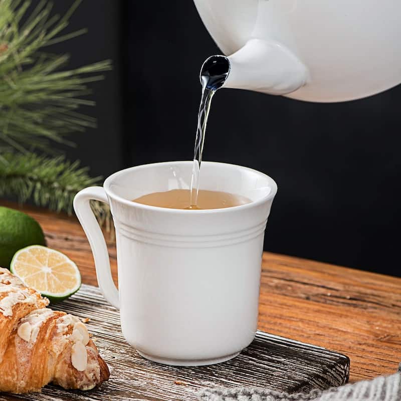 Mario 12.5 Oz Ivory White Mugs (Set of 6)