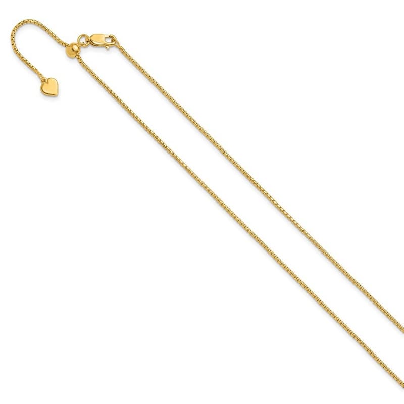 Curata 925 Sterling Silver Italian 22" Gold-plated Adjustable 1.25mm Round Box Chain Necklace