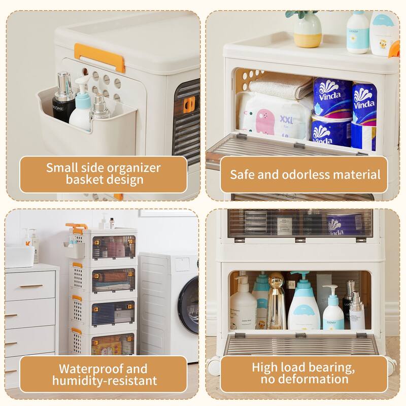 VECELO Collapsible Storage Bins with Lids, 3/4-Tier Stackable Storage Bins Closet Organizers and Containers for Home & Office