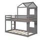 preview thumbnail 12 of 15, Grey Twin over Twin Solid Wood Bunk Bed with Roof, Window, and Guardrail