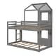 preview thumbnail 12 of 15, Modren Twin Over Twin Wood Bunk Bed With Roof,Window,Guardrail And Ladder