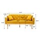 preview thumbnail 4 of 83, Velvet Futon Sofa Bed with 5 Golden Metal Legs, Sleeper Sofa Couch with Two Pillows, Convertible Loveseat for Living Room