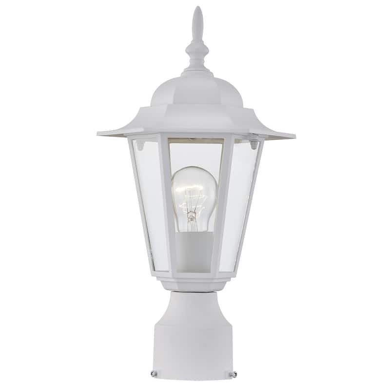 1-Light Outdoor Post Lantern Fixture E26 Exterior Lamp for Yard Patio - White