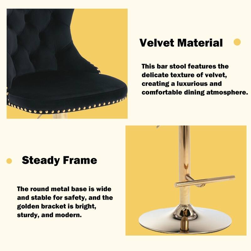 Velvet Upholstered Nailheads Tufted Swivel Bar Stools (Set of 4)