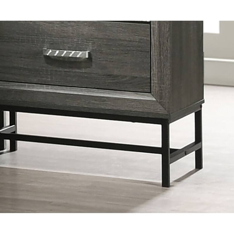 Contemporary 4-Drawer Chest with Metal Legs & Acrylic Handles, Gray Finish