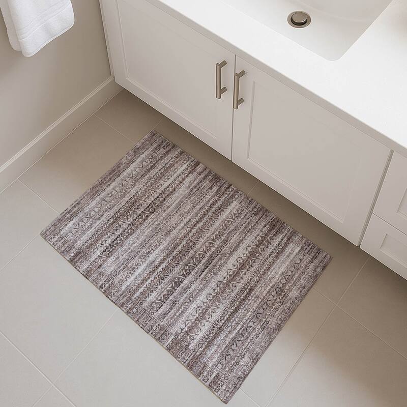 Premium Washable Super Soft Boho Stripes Mayfield Rug - Brown - 1'8" x 2'6"