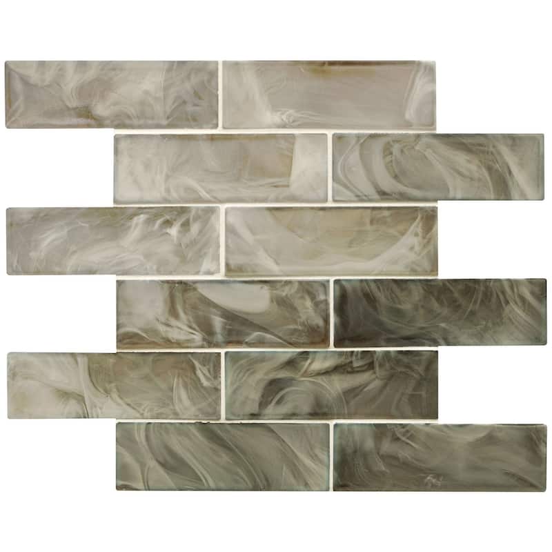 Ackland AKM-G-2X6SW-CA 12" x 12" Glass Brick Wall Mosaic Tile - Glossy - Zemara